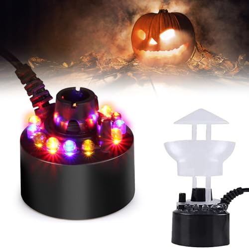 UQTUKO Brumisateur à Ultrasons, brumisateur machine à brouillard à ultrasons Brumisateur d'eau avec 12 LED et protection anti-éclaboussures amovible Mist Maker pour Halloween, Ffontaines, étang