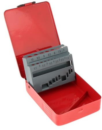 Ronyme Estuche para brocas helicoidales, organizador dispensador de brocas, Metal, accesorio profesional, caja de almacenamiento vacía para índice de brocas, 19 ranuras