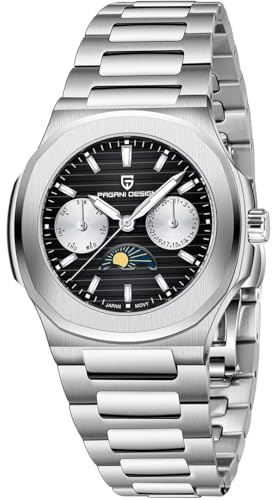 Pagani Design PD1786 Damen-Quarzuhr, multifunktional, Chronograph, Mondphase, automatisches Datum, Woche, Armbanduhr