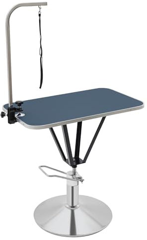 HarBin-Star Trimmtisch, Tierpflegetisch, Schertisch Pflegetisch für Hunde, Hydraulisch Anhebbarer Tierpflegetisch, 80 x 50 x 85cm, Höhenverstellbar, Edelstahl (Blau)