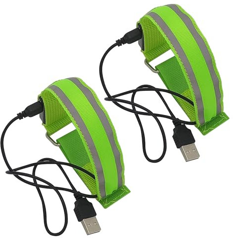 Editbar 2er Set LED Armband Aufladbar - Leuchtarmband für Laufen & Radfahren, Reflektierendes USB Lichtarmband, Led Armbänder Leuchtband, Reflektorband Licht Für Nachtlauf,Outdoor Sport,Konzerte(Grün)