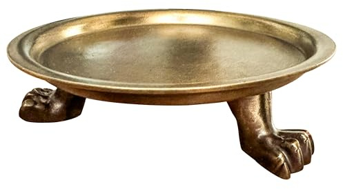 Nestriculus Vassoio In Ottone Massiccio Al 100%, Porta Candela, Portacandele Antico, Piedistallo Per Candele, Porta Gioielli, Rotondo (Diametro 11,4 Cm)