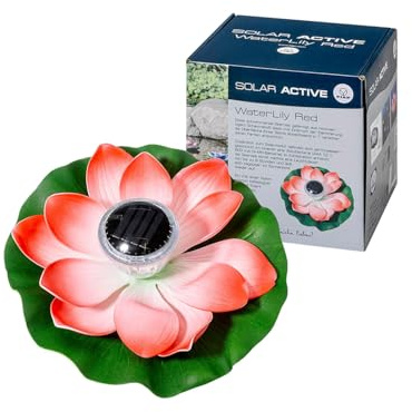FIAP SOLAR ACTIVE WaterLily WHITE- schwimmende Seerose - Solarbeleuchtung-LED-inklusive Akkubatterie - Teichbeleuchtung -weiß - Gartenteich - Pool -solar (Rot)