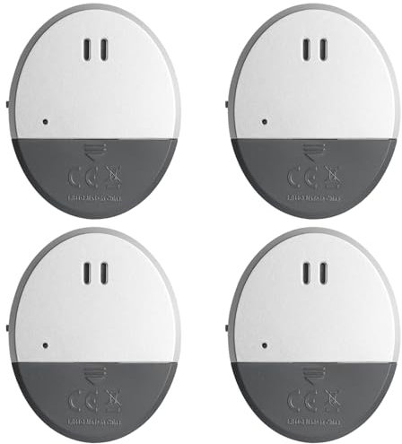 GAOUTO Fensteralarm & Türalarm: 4 Stück, Ultradünner Glasbruchalarm, 130dB Einbruchschutz Mit Erschütterungssensor, Sicherheitssystem Für Zuhause, Büro, Garage (Silber)