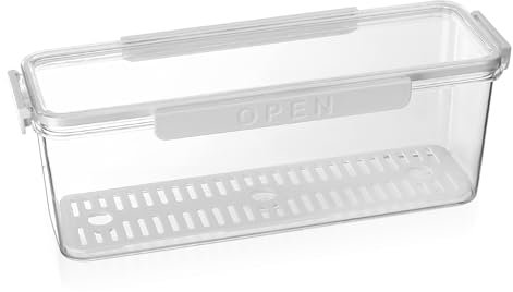 1 Vorratsdosen mit Deckel Luftdicht, Nudel Aufbewahrungsbox für Spaghetti Aufbewahrung für Reis Cornflakes Behälter, Küche Zucker Mehl Müsli Aufbewahrungs, Vorratsbehälter mit Deckel(31.5x10x11cm)