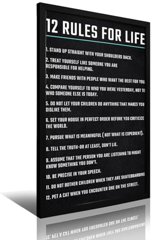 TMWHONG Poster mit Zitat 12 Rules for Life, inspirierender Druck, Zitate, Leinwand, Gemälde, Büro, Zuhause, Wanddekoration, Geschenk, 20 x 30 cm