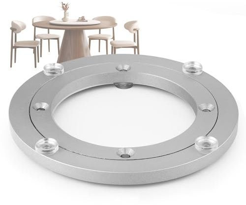 ESOYAWE Heavy Duty Giradischi Girevole per Tavolo da Pranzo Ø 12~100 Cm Rotondo Lega di Alluminio Cuscinetti Giradischi, Liscio Silenzioso Base Girevole Manuale, per Piani in Vetro Legno Marmo
