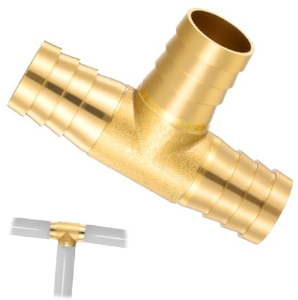 Giantree Connettore a T per tubo flessibile, 19 mm, 3 vie, in ottone | Raccordo a T a forma di T per aria, acqua, gas, olio, tubo dell'aria compressa