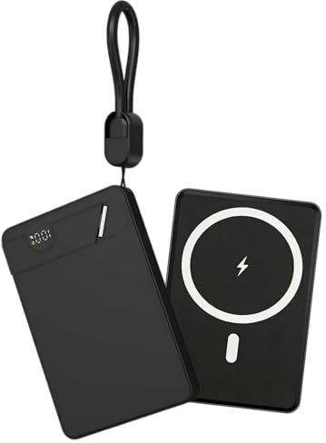Magnetic Power Bank, 10000mAh Wireless Portable Charger for Mag-safe 15W Fast Charging, Foldable Stand Slim Phone Battery Pack PD/QC with USB-C in&out for iPhone 17/16/15/14/13 Series, Samsung/Xiaomi