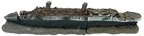 Harewtwy Aquarium Shipwreck Fish Tank Fish Tank Decoration Landscaping Resin Crafts Broken Ship Ornaments A