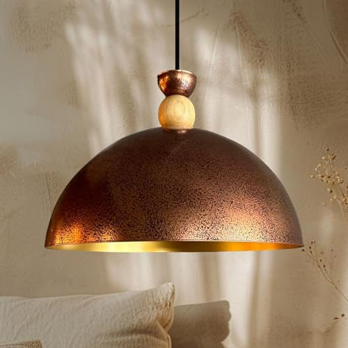 bamyum Yimpi Hängelampe Ø30 cm, Pendelleuchte Vintage, Industrial aus Metall E27, Wohnzimmerlampe Hängend, Esstisch, Küchenlampe Kupferarbe