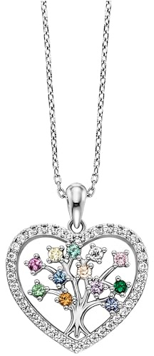 Julie Julsen JJNE33432-3S Damen Collier Herz Sterling-Silber 925 Silber bunt Zirkonia 43 cm