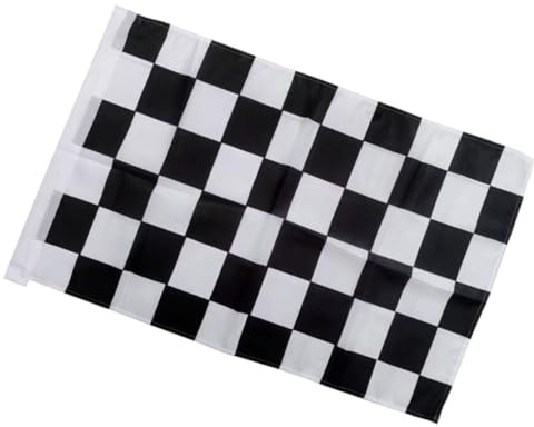 GALPADA Drapeau de Course Automobile en Polyester Léger Hampe en Plastique, pour Bureau et Défilés, Séchage Rapide et Design à Carreaux Noir et Blanc