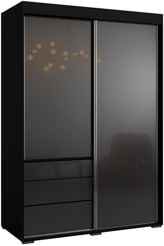 Schubladenschrank Torino 2D 140 Schwarz (lacobel)