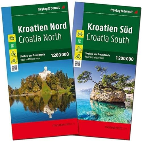 Freytag & Berndt Kroatien, Straßenkarten-Set 1:200.000, freytag & berndt: 2 Blätter und Infoguide in Kunststoff-Hülle (freytag & berndt Auto + ... Kunststoff-Hülle mit Infoguide und Top Tips