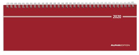 Tisch-Querkalender rot 2020 - Bürokalender - Tischkalender (28,5 x 10) - 1 Woche 2 Seiten - Ringbindung - Terminplaner