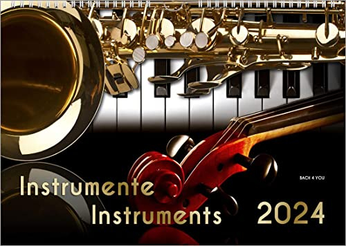 Musikinstrumente, ein Musik-Kalender 2024, DIN A3: Instrumente – Instruments