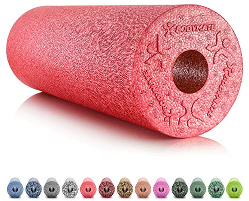 BODYMATE Faszienrolle Standard Mittel-Hart mit Gratis E-Book - Pepper-Red 45x15cm