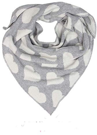 Zwillingsherz Dreieckstuch Stola Schal mit Kaschmir und Wolle für Kids Mädchen Jungen Kinder - Hochwertiges Cashmere Halstuch mit Herz-Print - Perfekt für Sommer Herbst Winter - grau