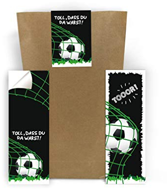 12 Lesezeichen + 12 Geschenktüten + 12 Aufkleber Fussball Fußball Mitgebsel Gastgeschenk beim Geburtstag Kindergeburtstag Taufe Hochzeit