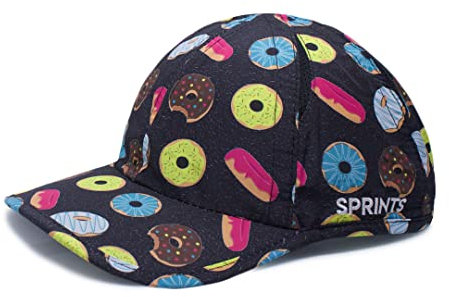 Sprints Donuts Race Day Performance Running Cap | Die leichte, schnell trocknende Sportmütze Schwarz, Einheitsgröße, Donuts