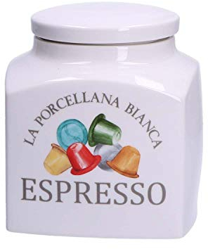 La Porcellana Bianca, Barattolo per Espresso da Cucina in Porcellana Decorata, Linea Conserva, Capienza 1.8L