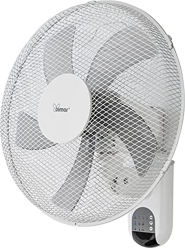 Bimar VM44 Ventilatore da Parete con Telecomando, Elica a 5 Pale Ø40cm, Comandi Elettronici e Telecomando 3 velocità e 3 modalità, Oscillazione Destra Sinistra, Kit Fissaggio Incluso