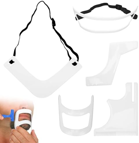 5-teiliges Bartformungswerkzeug-Haarschnitt-Set, Bart-Haaransatz-Formungswerkzeug-Set für Männer, Haar-Ziegenbart und Halsausschnitt-Rasur, Bartführung, Formwerkzeug, Bart-Styling-Former