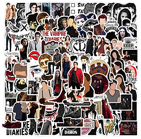 Lot de 100 autocollants The Vampire Diaries pour bouteille d'eau, ordinateur portable, téléphone, guitare, skateboard, moto, vélo,En vinyle étanche,Les vampires Diaries, enfants, adultes