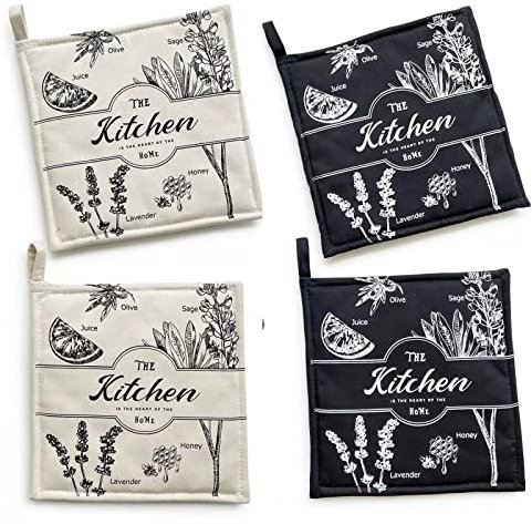 ZORR 4 Stück Topflappen Baumwolle, 20CM, zum Backen und Kochen