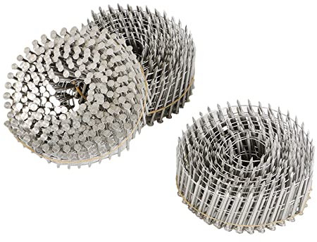 marddpair 3600 Count 1-3/4-Inch x .090-Inch 15-Degree Ring Shank Stainless Steel Siding Nails Collated Wire Coil Siding Nails for Cement Board Siding or Fencing