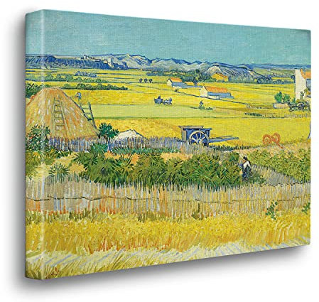 Giallobus - Gemälde - Vincent Van Gogh - Die Ernte - Premium Loom Canvas mit hoher Dicke - 70x50 - Bereit zum Aufhängen - Moderne Gemälde für zu Hause