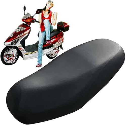SYXLS Fundas para Asiento de Moto, Funda para Asiento de Motocicleta de Piel, Funda de Asiento de Moto Universal Negro, Protector de Funda de Cojín de Polvo Impermeable…