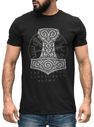 Neverless® Herren T-Shirt Berserker Bär Wikinger Krieger Odin Thor Valhalla Runen Valknut Nordische Mythologie