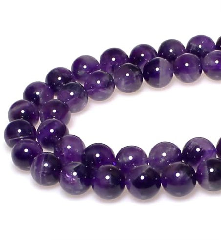 MJDCB Perlen zum Auffädeln 8mm 45 stück Zweifarbiger Amethyst Halbedelsteine Perlen mit Loch Natürliche Lose Runde Steinperlen für Herstellung Schmuck Armbänder Halsketten