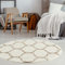 THE RUGS Shaggy Rug – Modern Moroccan Design Rugs for Living Room, Bedroom, Hallway, 3 cm Thick Area Rugs, (Trellis Ivory/Beige, 120cm Round)