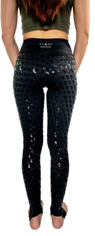 Sticky Moon Pole Dance Leggings mit Grip/Aerial Leggings mit Grip/Pole Dance Kleidung/Schwarze Tanz-Leggings, Schwarz auf Schwarz, X-Klein