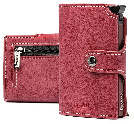 Bronzi Portafoglio Portafoglio Uomo Slim - In Pelle Marrone - Porta Carte Credito - Portacarte uomo - Mini Porta Tessere (Viola)