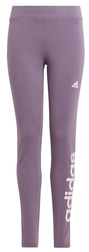 adidas Mädchen Essentials Linear Logo Cotton Tights, shadow violet/clear pink, 7-8 Years