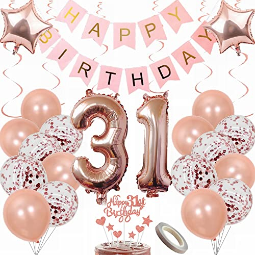 Yunchu Online Luftballon 31. Geburtstag Frauen Dekoration Rosegold Party Deko Tortendeko Geschenk Ballon