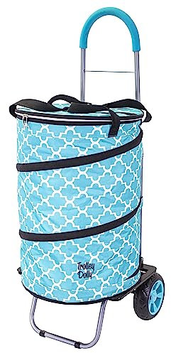 Bigger Cooler Trolley Dolly Isolierter Faltbarer Einkaufswagen mit Abnehmbarer Tasche, rollender Strandtasche, Kühler mit Rädern, Pop-Up-Golf, Türkis