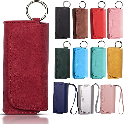 [20+ Farben] e-smoQ Tasche kompatibel mit IQOS ILUMA, Hochwertiges Etui für Starterset (weinrot)