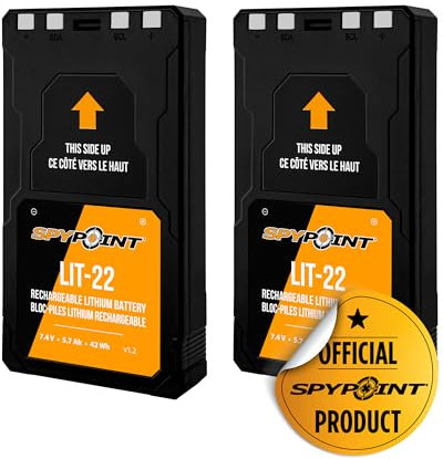LIT-22 Rechargeable 7.4V Lithium Battery Pack for Trail Camera with 5.4 amp-Hours and AC Charging Cable (2 PK)