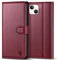Kuafcase Compatible for iPhone 15 Case with 4 Card Slots Magnetic Closure Kickstand Shockproof Protective Phone Case Compatible for iPhone 15 6.1” - Wine Red