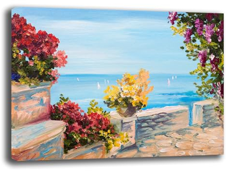 Quadro MARE Moderno 30x40 cm Effetto Dipinto Quadri moderni Soggiorno Stampa su tela Canvas Decorazione Murale muro Arredo Camera da letto Cucina (30x40 cm, 2)