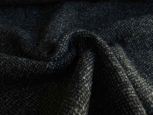 Mantelflausch, Tweed Optik Schwarz Meterware Mantelstoff, 50 cm