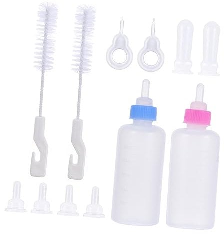 minkissy 12pc Pet Feeding Bottle Set Kitten Nursing Bottle for Puppies Cats Wide Mouth for Easy Cleaning Cat Milk Feeder Kit