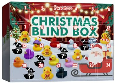 Bullpiano Weihnachts-Adventskalender mit 24 Gummienten, 24 Tage Countdown-Weihnachtskalender, Weihnachts-Party-Geschenke, Kinder-Adventskalender 2023, Weihnachts-Countdown-Spielzeug, Gummiente