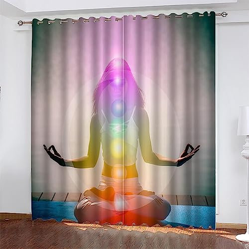 3D Damen Gemustertes Yoga Vorhang Verdunkelungs 2Er Set Kälteschutz Blickdicht Modern Mikrofaser Gardinen Wohnzimmer Vorhänge Ösenschal Für Schlafzimmer Kinderzimmer Mädchen 280 X 180 cm -4H6N/W8Q