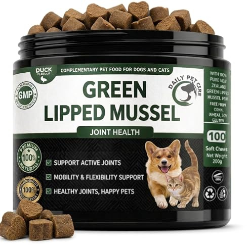 Green Lipped Mussel for Dogs & Cats High Strength Joint Supplement – Glucosamine MSM Chondroitin – Hip & Joint Support, Mobility & Arthritis Care